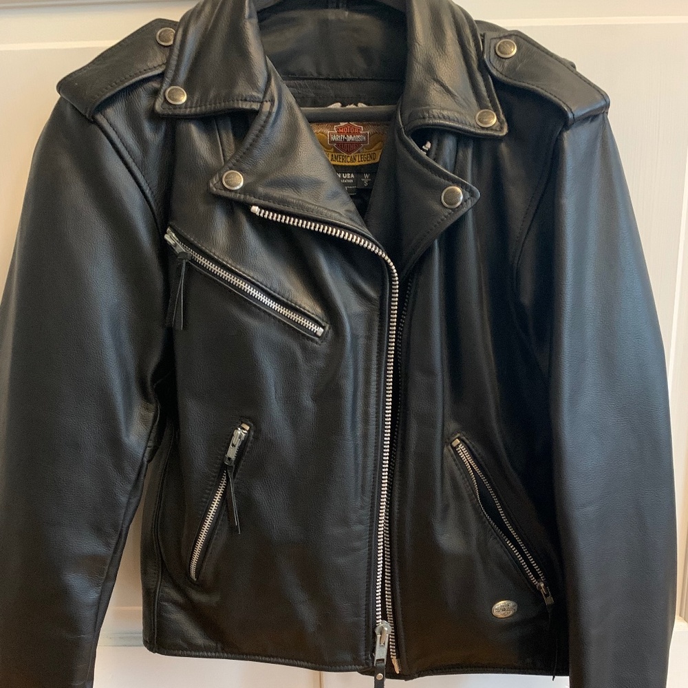 Harley Davidson Small Leather Jacket and gloves